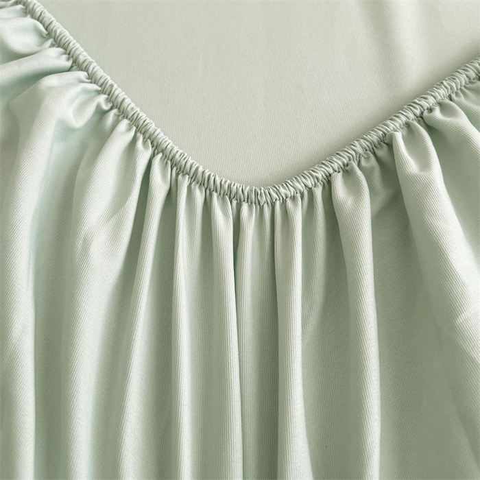 91家纺网 家纺一手货源 找家纺 梦舒羽 2025新款针织棉双层纱双层纱床笠罩全包席梦思床垫保护罩 浅清绿