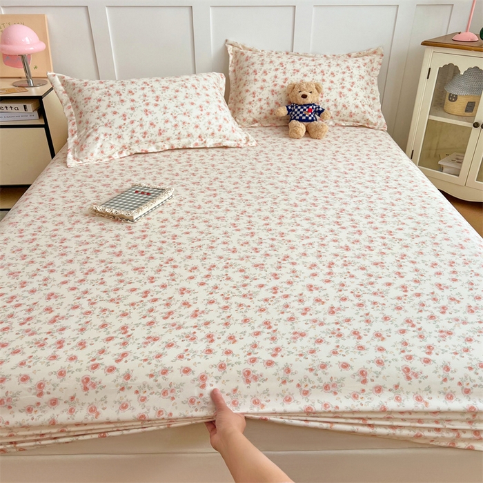 91家纺网 家纺一手货源 找家纺 梦舒羽 2025新款针织棉双层纱双层纱床笠罩全包席梦思床垫保护罩 情迷花海