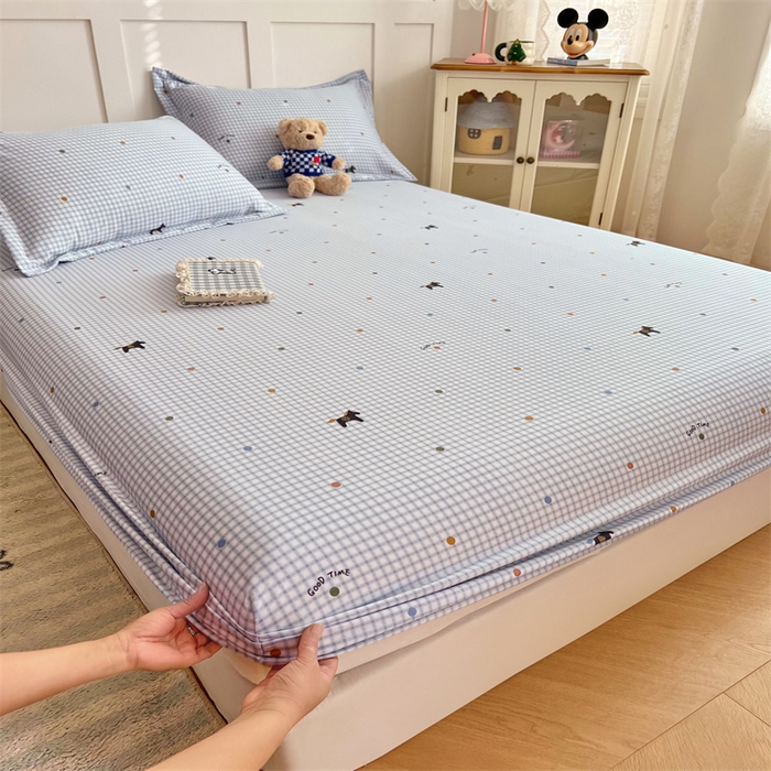 91家纺网 家纺一手货源 找家纺 梦舒羽 2025新款针织棉双层纱双层纱床笠罩全包席梦思床垫保护罩 奇幻木马