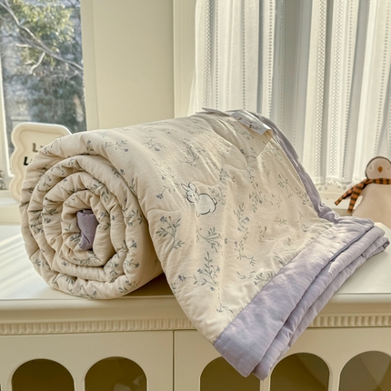 91家纺网 家纺一手货源 找家纺 尊妙被业 2025新款云感针织棉棉花被夏被 森田野园