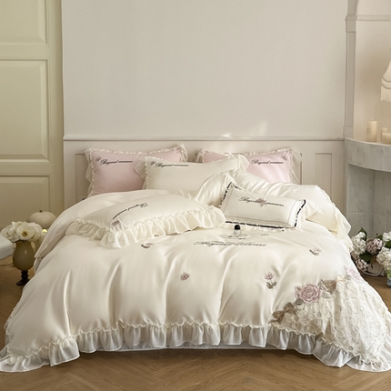 91家纺网 家纺一手货源 找家纺 （总）七七家纺 2025新款冰丝刺绣款四件套幽兰系列