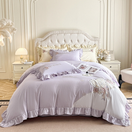 91家纺网 家纺一手货源 找家纺 （总）七七家纺 2025新款水洗棉刺绣四件套梦见系列