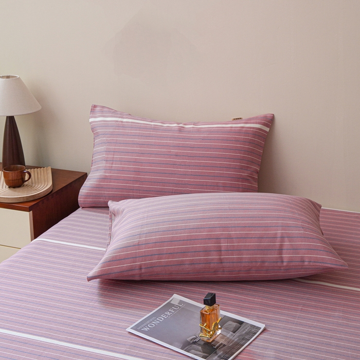 91家纺网 家纺一手货源 找家纺 邵依家纺 2025新款原棉老粗布印花床单系列 时光偶遇-豆沙