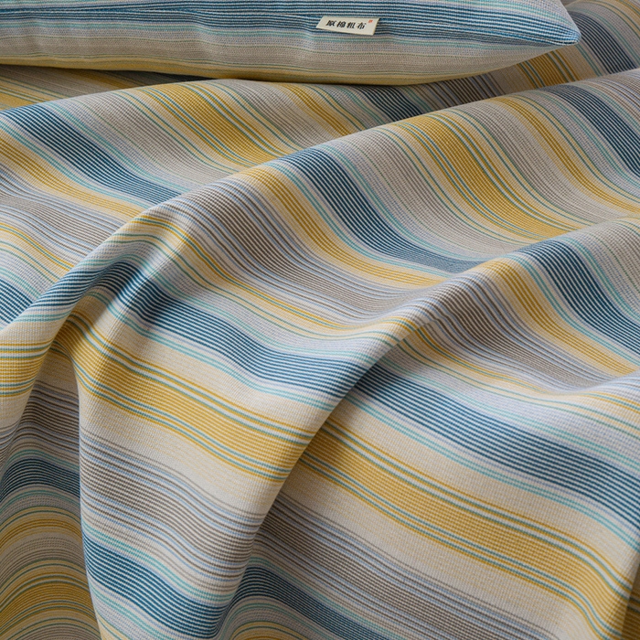 91家纺网 家纺一手货源 找家纺 邵依家纺 2025新款原棉老粗布印花床单系列 爱意条满-桔