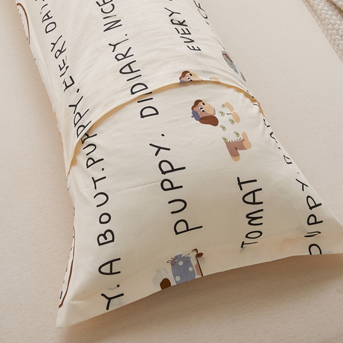 91家纺网 家纺一手货源 找家纺 翎盈家纺 2025新款纯棉小清新双人枕套 运动狗狗