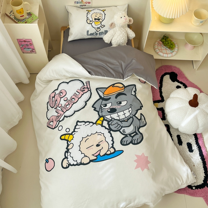 91家纺网 家纺一手货源 找家纺 金爱家 2025新款喜羊羊系列幼儿园三件套 幼儿园-Y洋洋得意