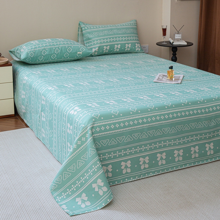 91家纺网 家纺一手货源 找家纺 邵依家纺 2025新款原棉老粗布印花床单系列 草莓情-绿