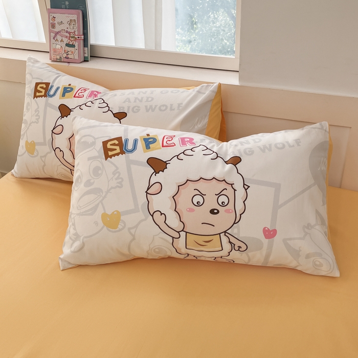 91家纺网 家纺一手货源 找家纺 金爱家 2025新款喜洋洋纯棉数码印花系列四件套 思考羊