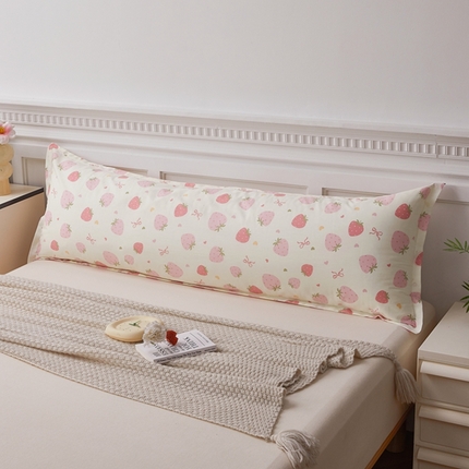 翎盈家纺 2025新款纯棉小清新双人枕套 草莓庄园