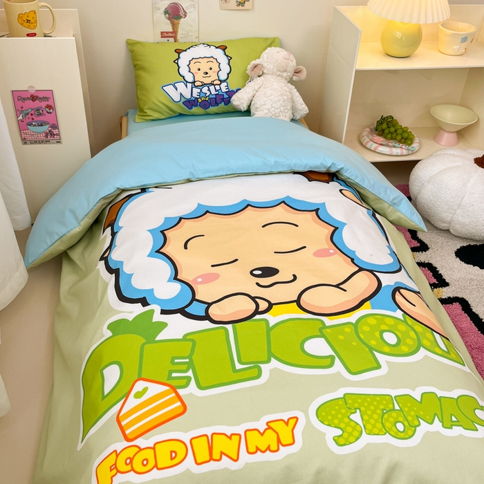 91家纺网 家纺一手货源 找家纺 金爱家 2025新款喜羊羊系列幼儿园三件套 幼儿园-Y美梦羊羊