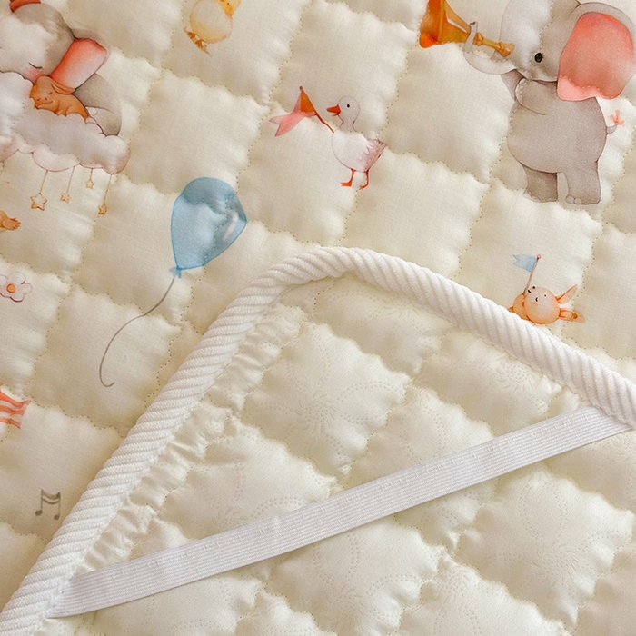 91家纺网 家纺一手货源 找家纺 嗨生活 2025新款7A抗菌全棉双层纱床垫 床褥 幼儿园床垫 儿童床垫 支持定做  派对小象