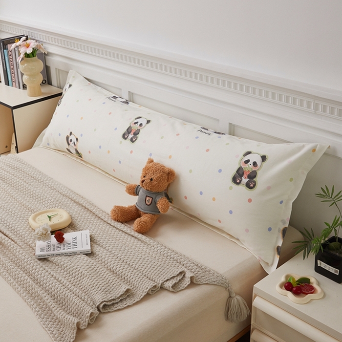 91家纺网 家纺一手货源 找家纺 翎盈家纺 2025新款纯棉小清新双人枕套 布偶熊猫