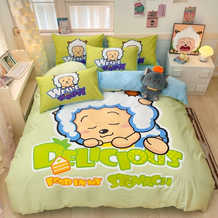 金爱家 2025新款喜洋洋纯棉数码印花系列四件套 美梦羊羊