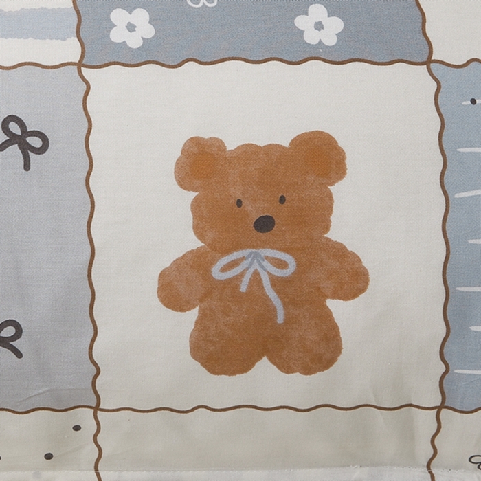 91家纺网 家纺一手货源 找家纺 翎盈家纺 2025新款纯棉小清新双人枕套 布偶小熊