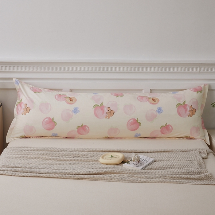 91家纺网 家纺一手货源 找家纺 翎盈家纺 2025新款纯棉小清新双人枕套 蜜桃松鼠