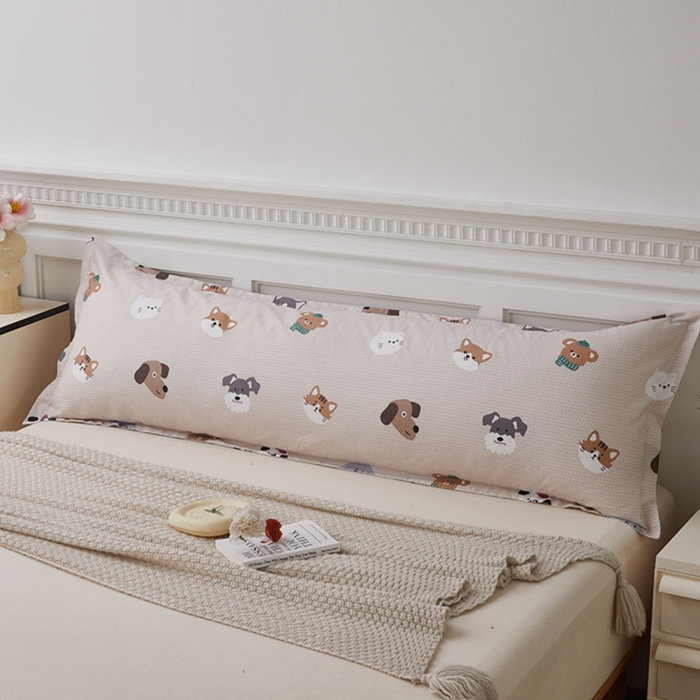 91家纺网 家纺一手货源 找家纺 翎盈家纺 2025新款纯棉小清新双人枕套 哈皮犬