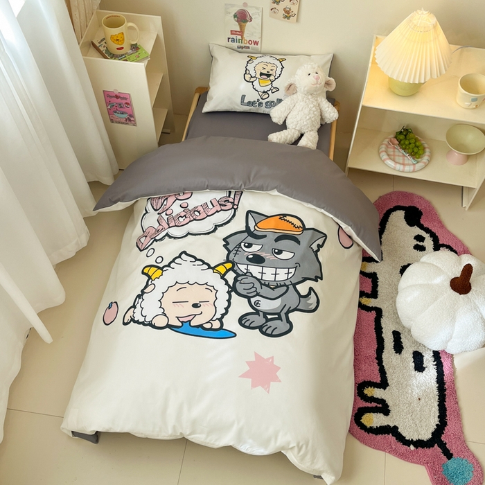 91家纺网 家纺一手货源 找家纺 金爱家 2025新款喜羊羊系列幼儿园三件套 幼儿园-Y洋洋得意