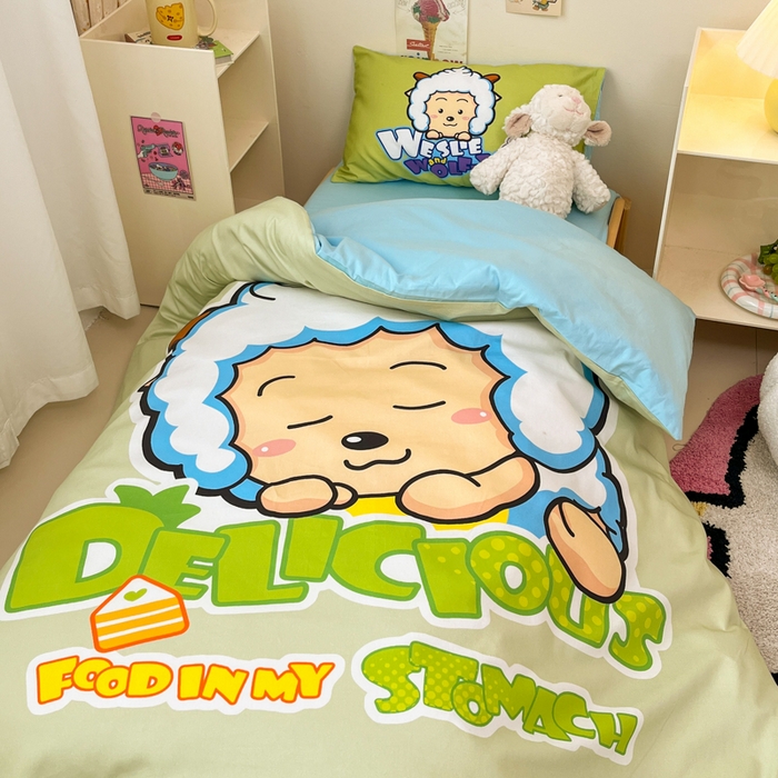 91家纺网 家纺一手货源 找家纺 金爱家 2025新款喜羊羊系列幼儿园三件套 幼儿园-Y美梦羊羊