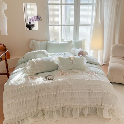 91家纺网 家纺一手货源 找家纺 （总）吾欢心 2025春夏新款花漾甜心蝴蝶结四件套