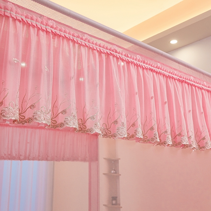 91家纺网 家纺一手货源 找家纺 梦尔佳蚊帐2025新款TU绣花蚊帐-859窈窕淑女系列 喜庆粉红