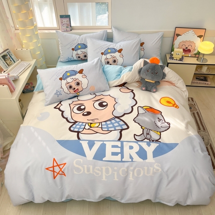 金爱家 2025新款喜洋洋纯棉数码印花系列四件套 羊羊乐