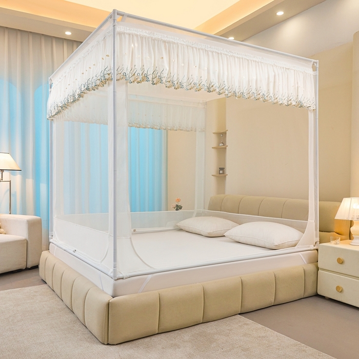 91家纺网 家纺一手货源 找家纺 梦尔佳蚊帐2025新款TU绣花蚊帐-859窈窕淑女系列 宛如白霞