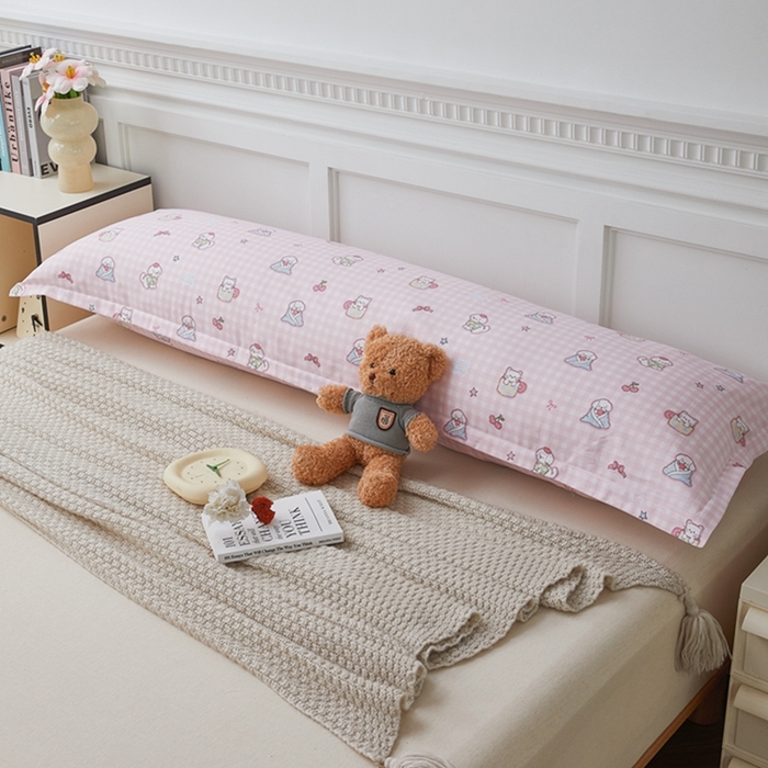 91家纺网 家纺一手货源 找家纺 翎盈家纺 2025新款纯棉小清新双人枕套 可爱家族