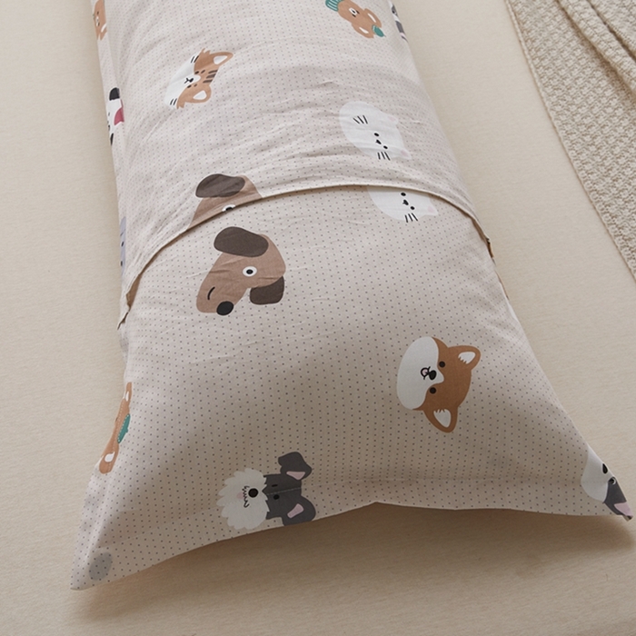 91家纺网 家纺一手货源 找家纺 翎盈家纺 2025新款纯棉小清新双人枕套 哈皮犬