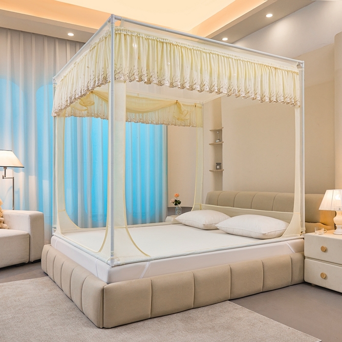 91家纺网 家纺一手货源 找家纺 梦尔佳蚊帐2025新款TU绣花蚊帐-859窈窕淑女系列 优雅嫩黄