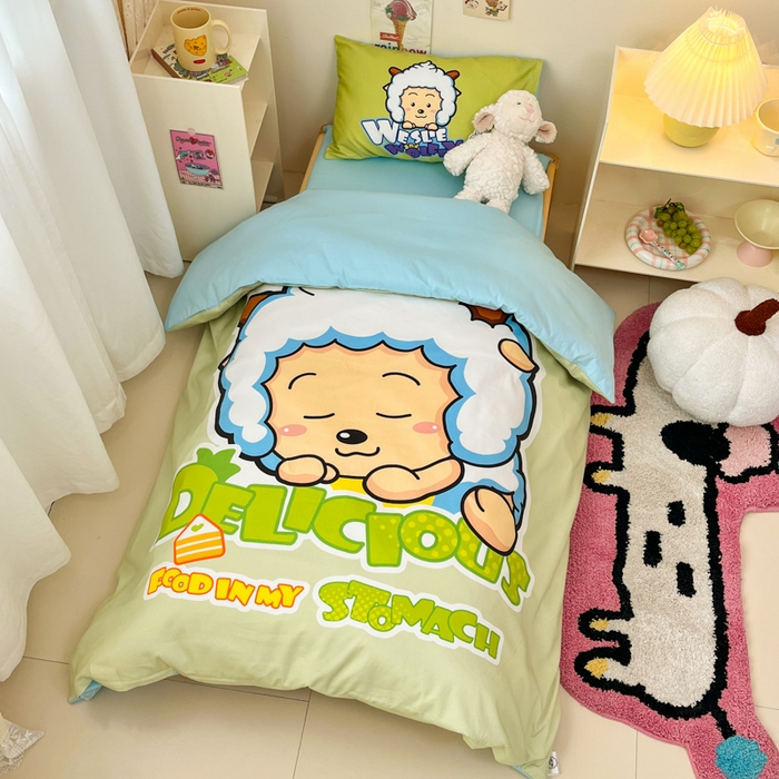 91家纺网 家纺一手货源 找家纺 金爱家 2025新款喜羊羊系列幼儿园三件套 幼儿园-Y美梦羊羊