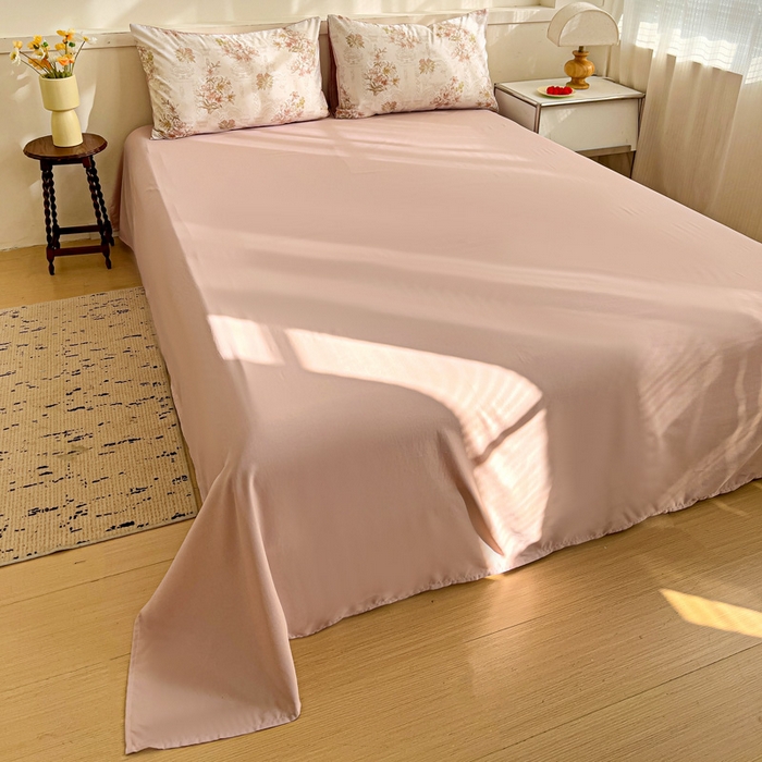 91家纺网 家纺一手货源 找家纺 庭彤 2025春夏新款莱赛尔天丝印花三件套四件套 艾莎粉