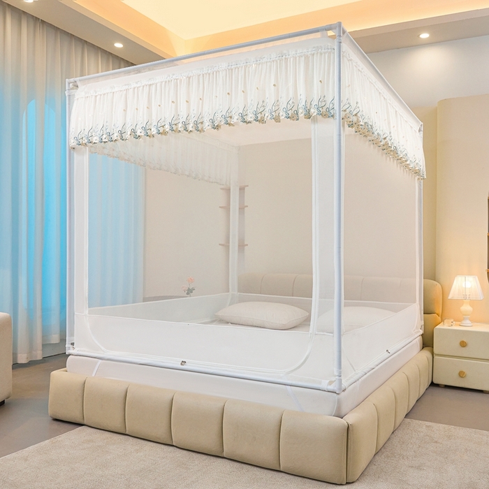 91家纺网 家纺一手货源 找家纺 梦尔佳蚊帐2025新款TU绣花蚊帐-859窈窕淑女系列 宛如白霞