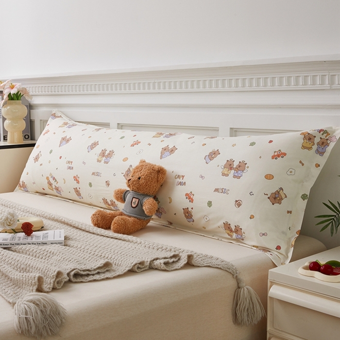 91家纺网 家纺一手货源 找家纺 翎盈家纺 2025新款纯棉小清新双人枕套 音乐卡皮