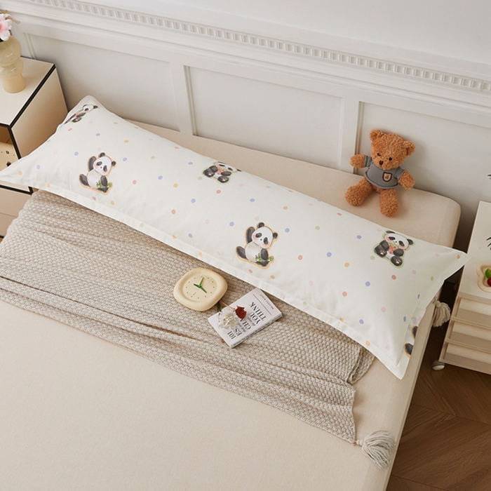 91家纺网 家纺一手货源 找家纺 翎盈家纺 2025新款纯棉小清新双人枕套 布偶熊猫