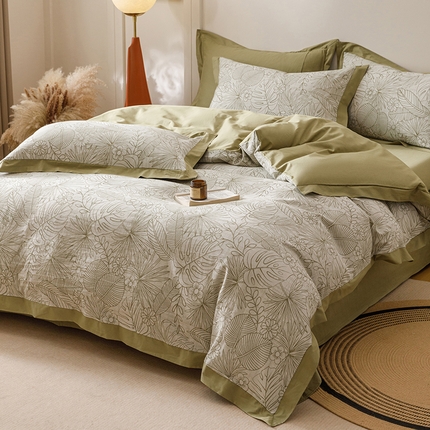 91家纺网 家纺一手货源 找家纺 （总）女子家纺 2025新款全棉纯棉宽边三层纱提花四件套