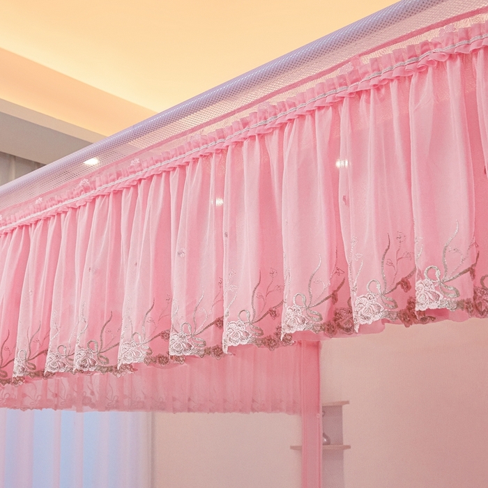 91家纺网 家纺一手货源 找家纺 梦尔佳蚊帐2025新款TU绣花蚊帐-859窈窕淑女系列 喜庆粉红