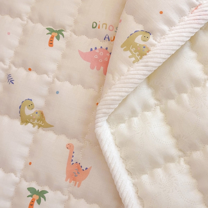 91家纺网 家纺一手货源 找家纺 嗨生活 2025新款7A抗菌全棉双层纱床垫 床褥 幼儿园床垫 儿童床垫 支持定做  恐龙奇趣