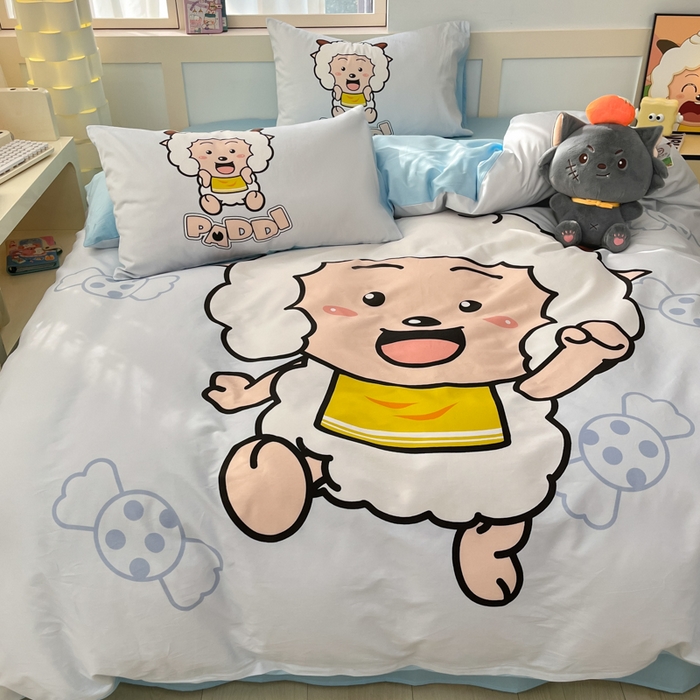 91家纺网 家纺一手货源 找家纺 金爱家 2025新款喜洋洋纯棉数码印花系列四件套 懒洋洋