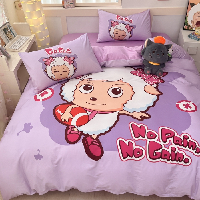 91家纺网 家纺一手货源 找家纺 金爱家 2025新款喜洋洋纯棉数码印花系列四件套 运动精灵