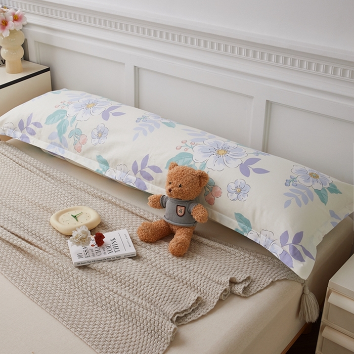 91家纺网 家纺一手货源 找家纺 翎盈家纺 2025新款纯棉小清新双人枕套 花漾星辰