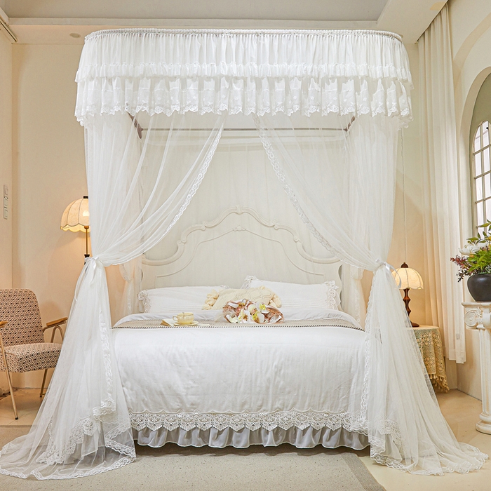 91家纺网 家纺一手货源 找家纺 梦尔佳蚊帐2025新款U型导轨蚊帐-861荣华富贵系列 婚纱白
