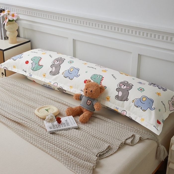 91家纺网 家纺一手货源 找家纺 翎盈家纺 2025新款纯棉小清新双人枕套 疯狂动物园