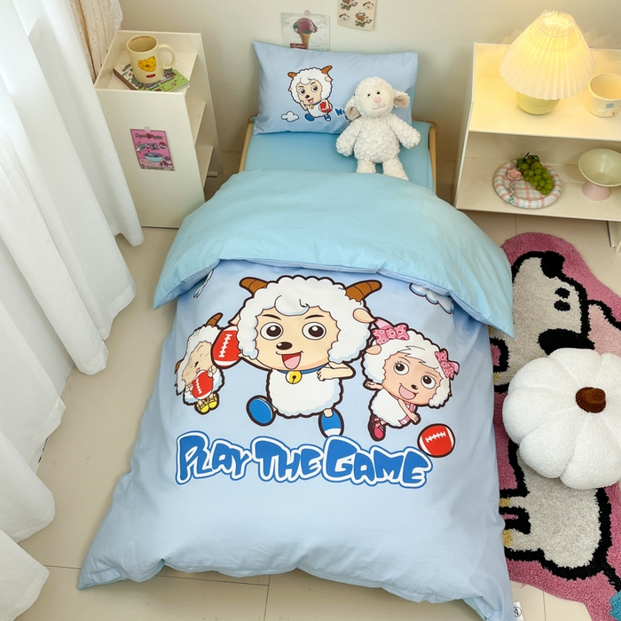 91家纺网 家纺一手货源 找家纺 金爱家 2025新款喜羊羊系列幼儿园三件套 幼儿园-Y亲亲伙伴