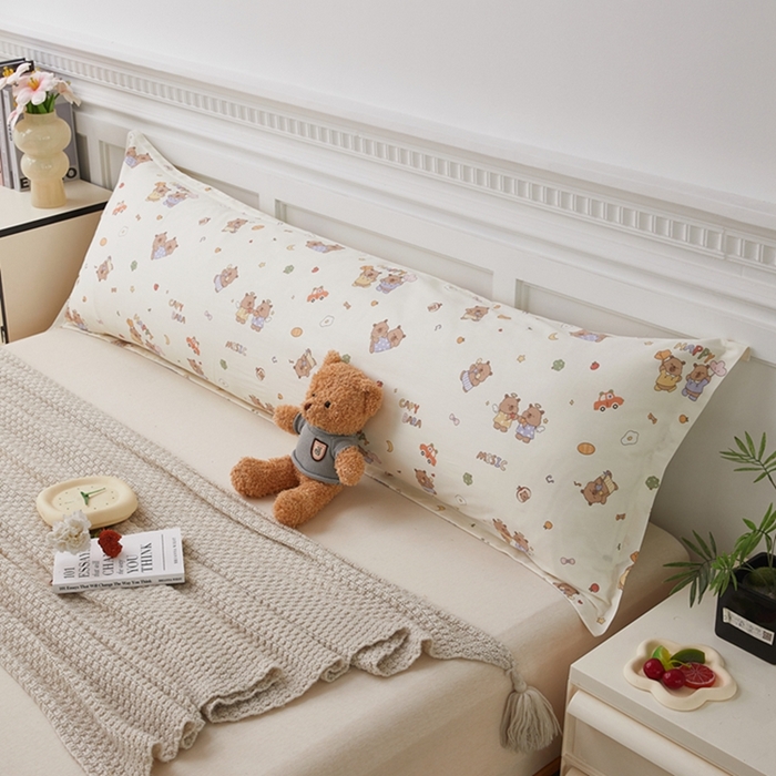 91家纺网 家纺一手货源 找家纺 翎盈家纺 2025新款纯棉小清新双人枕套 音乐卡皮