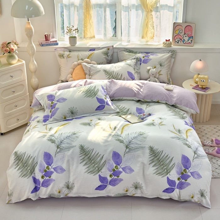 91家纺网 家纺一手货源 找家纺 珂博家纺 2025新款12868全棉纯棉小清新印花四件套 花梦绮境