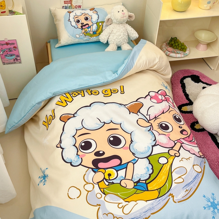 91家纺网 家纺一手货源 找家纺 金爱家 2025新款喜羊羊系列幼儿园三件套 幼儿园-Y梦幻探险