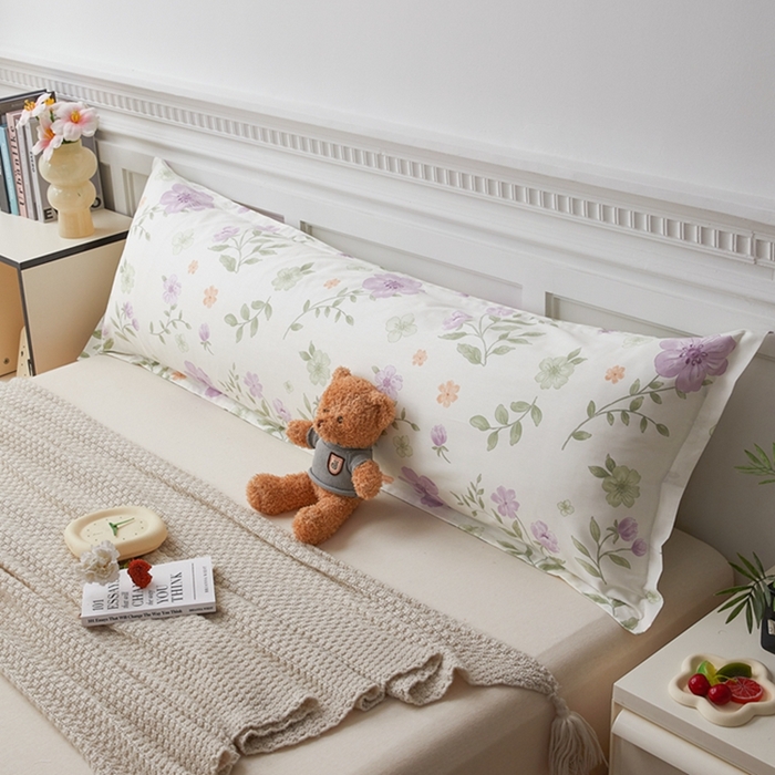 91家纺网 家纺一手货源 找家纺 翎盈家纺 2025新款纯棉小清新双人枕套 蜜语花开