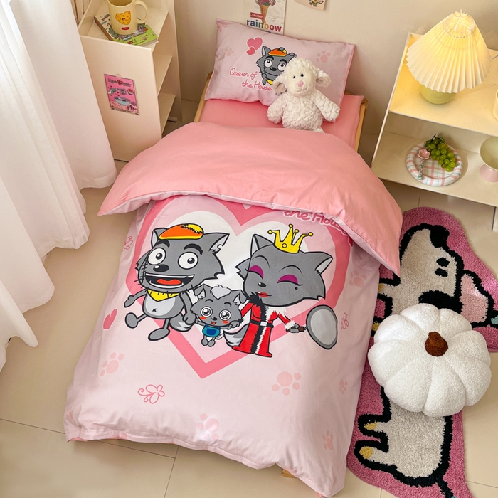 91家纺网 家纺一手货源 找家纺 金爱家 2025新款喜羊羊系列幼儿园三件套 幼儿园-Y灰灰家族