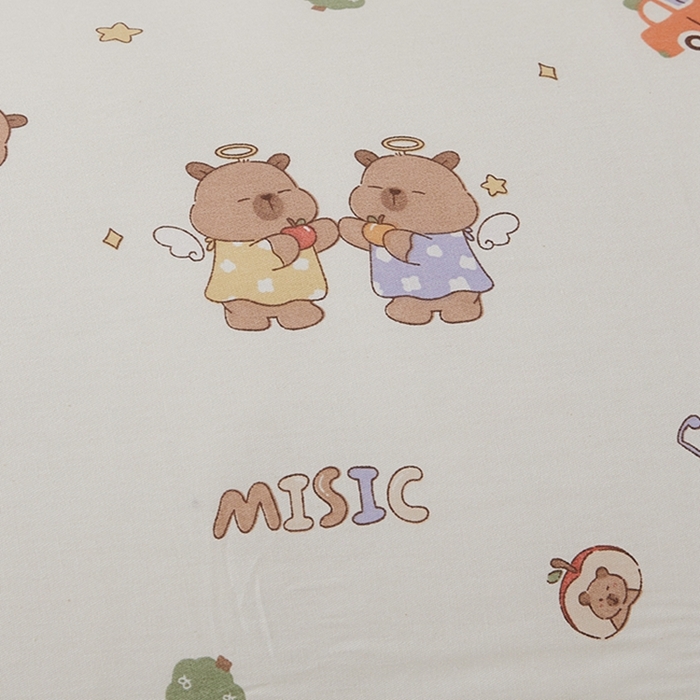 91家纺网 家纺一手货源 找家纺 翎盈家纺 2025新款纯棉小清新双人枕套 音乐卡皮