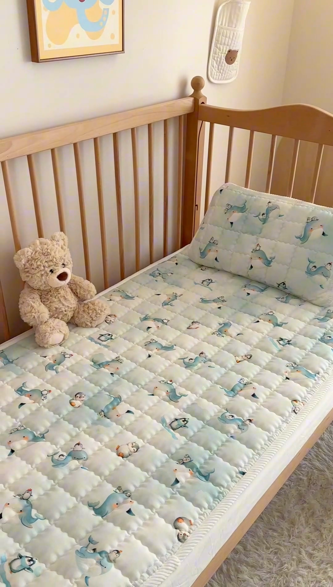 91家纺网 家纺一手货源 找家纺 嗨生活 2025新款7A抗菌全棉双层纱床垫 床褥 幼儿园床垫 儿童床垫 支持定做  精灵宝贝